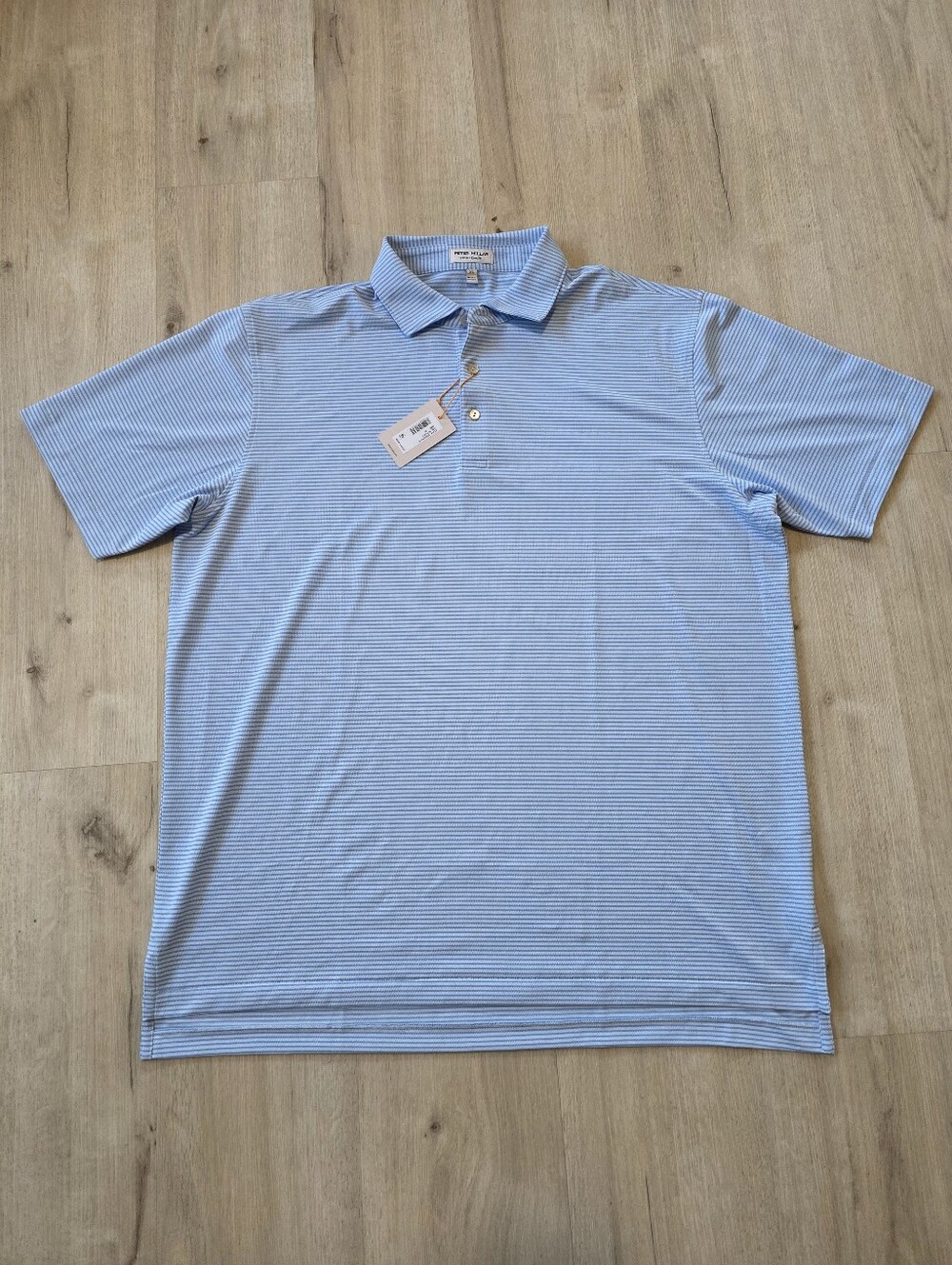 Peter Millar Grace Performance Mesh Polo Size XL Blue Striped